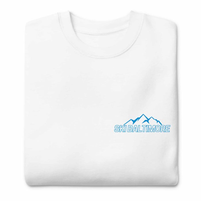 unisex-premium-sweatshirt-white-front-6541c8bbed160.jpg Ski Blu crew - Image 2