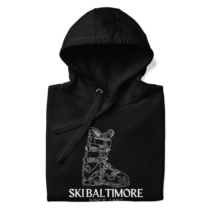 unisex-premium-hoodie-black-front-65446b181fae7.jpg Retro Ski Boot hoodie - Image 2