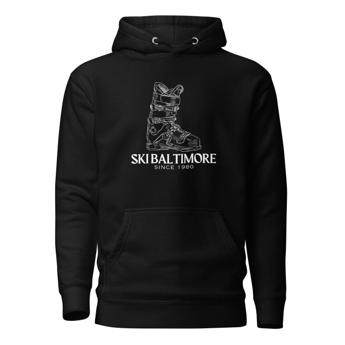 unisex-premium-hoodie-black-front-65446b181fdce.jpg Retro Ski Boot hoodie - Image 4